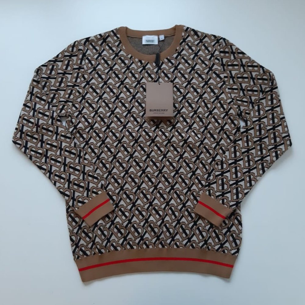 BURBERRY LONDON MENS CAMEL COTTON SWEATER